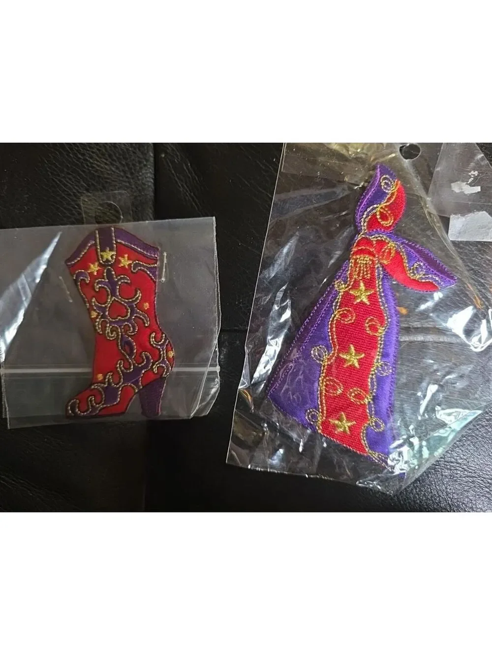 Red Hat Lady Cowgirl Embroidered Patches Set Boot & Cloak Applique Iron On